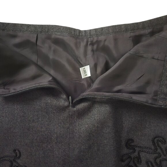 Ann Taylor LOFT Gray Lined Wool Rayon Blend Skirt Embroidery Detail 12 Petite - Picture 5 of 5